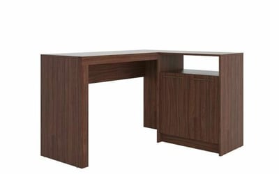 Manhattan Comfort Kalmar L-Shaped Office Desk with Inclusive in Dark Brown