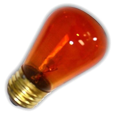 Aspen Lights 1411A S14 11W Base Bulb, Medium, Amber, 12 Count