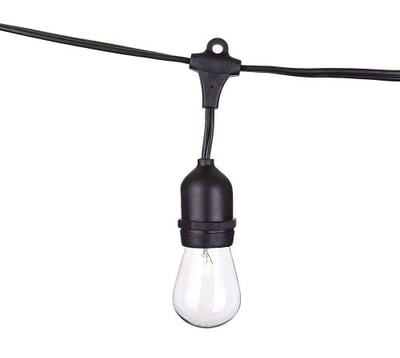 Aspen Lights 164824C Suspended Commercial Grade 48' 24 Lights 2' Apart Lights with Clear Bulbs, 16 Gauge