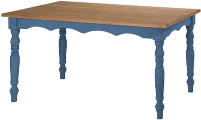 Manhattan Comfort Jay Collection Traditional Wooden Dining Table With Trim Finish, Wood/Blue