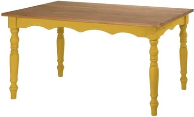 Manhattan Comfort Jay Collection Traditional Wooden Dining Table With Trim Finish, Wood/Yellow