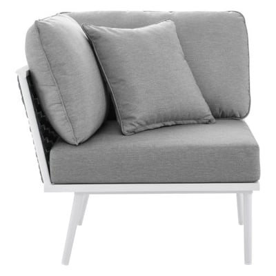 Stance Outdoor Patio Aluminum Corner Chair, White Gray