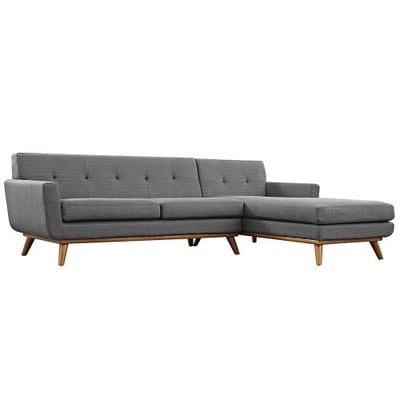 Modway Engage Mid-Century Modern Upholstered Fabric Right-Facing Sectional Sofa In Gray