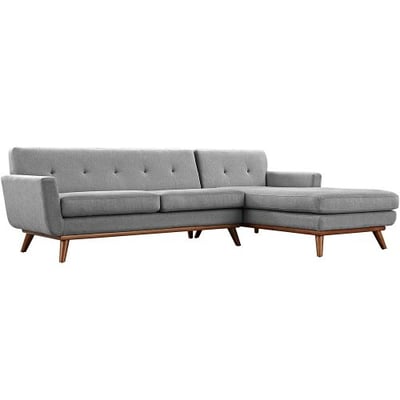 Modway Engage Mid-Century Modern Upholstered Fabric Right-Facing Sectional Sofa In Expectation Gray