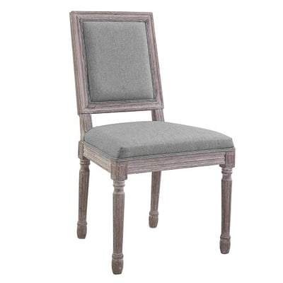 Modway EEI-2682-LGR Court Vintage French Upholstered Fabric Dining Side Chair, Light Gray