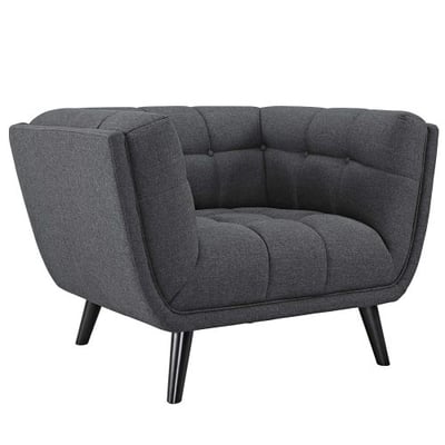 Modway EEI-2732-GRY Bestow Mid-Century Modern Upholstered Fabric Button-Tufted Armchair Gray