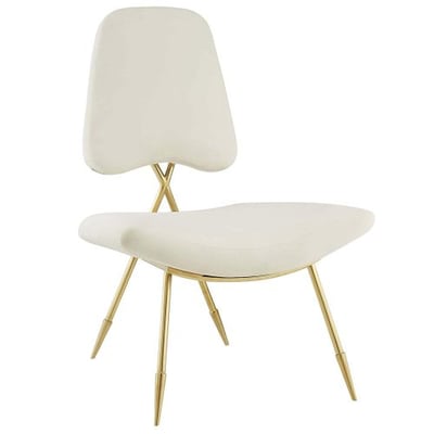 Modway EEI-2809-IVO Ponder Upholstered Velvet Modern Lounge Accent Chair Ivory