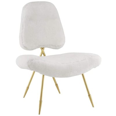 Modway EEI-2810-WHI Ponder Contemporary Modern Sheepskin Fur Lounge Accent Chair White