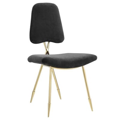 Modway EEI-2811-BLK Ponder Contemporary Modern Velvet Upholstered Dining Side Chair in Black