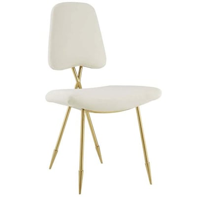 Modway EEI-2811-IVO Ponder Contemporary Modern Velvet Upholstered Dining Side Chair in Ivory