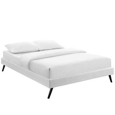 Modway MOD-5892-WHI Loryn King Bed Frame with Round Splayed Legs, White Vinyl