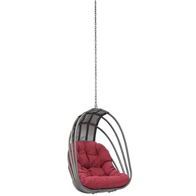 Modway EEI-2656-RED-SET Whisk Outdoor Patio Balcony Porch Lounge Swing Chair Set with Hanging Steel Chain Red