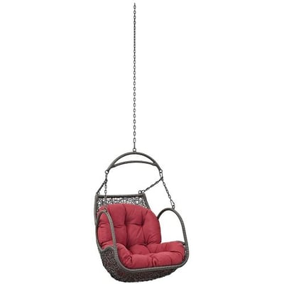 Modway EEI-2659-RED-SET Arbor Outdoor Patio Balcony Porch Lounge Swing Chair Set with Hanging Steel Chain Red