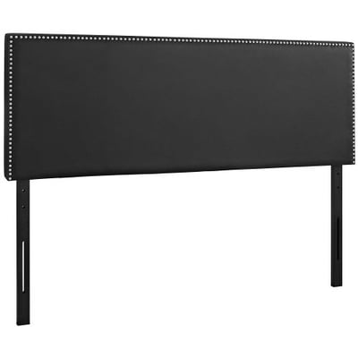 Modway Phoebe Faux Leather Queen Size Headboard with Nailhead Trim in Black