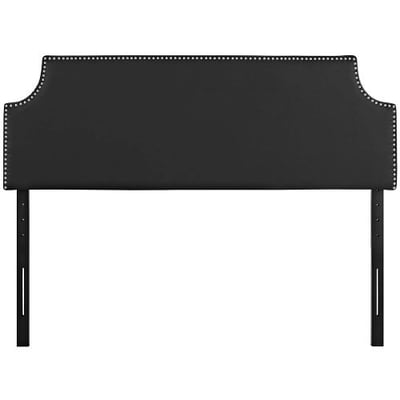 Modway Laura Upholstered Vinyl Headboard Full Size with Cut-Out Edges and Nailhead Trim in Black