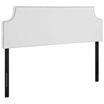 Modway Laura Upholstered Vinyl Headboard Twin Queen Size with Cut-Out Edges and Nailhead Trim Queen Size in White