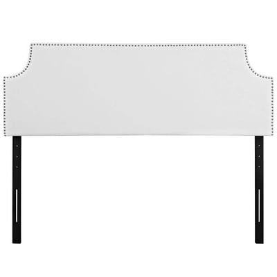 Modway Laura Upholstered Vinyl Headboard King Size with Cut-Out Edges and Nailhead Trim in White