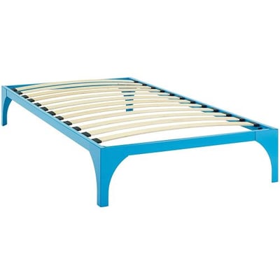 Modway Ollie Steel Twin Modern Platform Bed Frame Mattress Foundation With Wood Slat Support in Light Blue