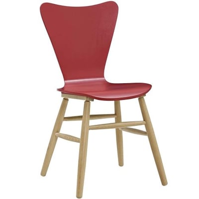Modway EEI-2672-RED Cascade Mid-Century Modern Wood Dining Side Chair, Red