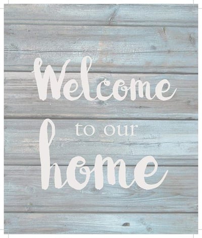 String Light Company Welcome to Our Home-Wash Out Grey Background Wall Hanging, 10