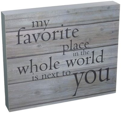 String Light Company My Favorite Place in The Whole World is Next to You-Wash Out Grey Background Wall Hanging, 10