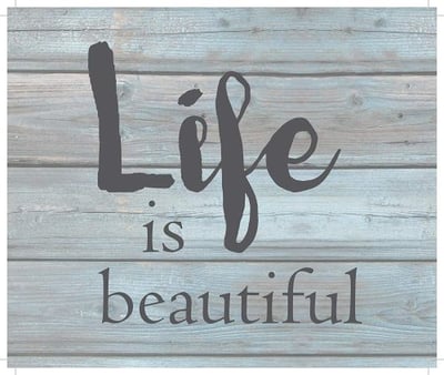 String Light Company Life is Beautiful-Wash Out Grey Background Wall Hanging, 10
