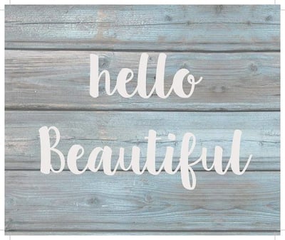 String Light Company Hello Beautiful-Wash Out Grey Background Wall Hanging, 10