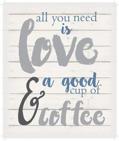 String Light Company All You Need is Love & A Good Cup of Coffee-White Background Wall Hanging, 10