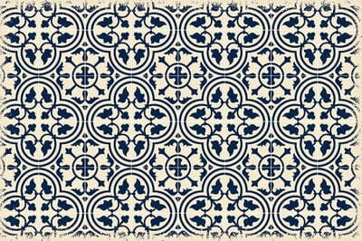 Table in a Bag RUG2B23 Vinyl Rug, 2'x3', Blue and White