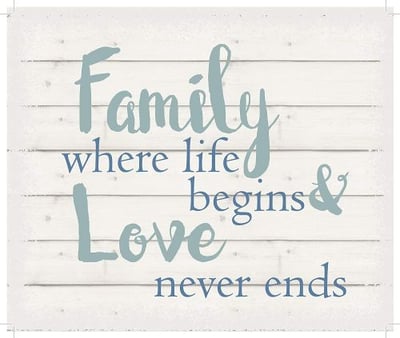 String Light Company Family Where Life Begins & Love Never Ends-White Background Wall Hanging, 10
