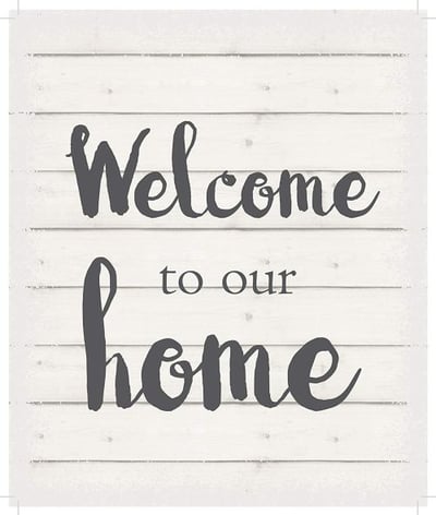 String Light Company Welcome to Our Home-White Background Wall Hanging, 10