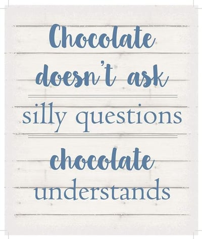 String Light Company Doesn't Ask Silly Questions. Chocolate Understands. -White Background Wall Hanging, 10