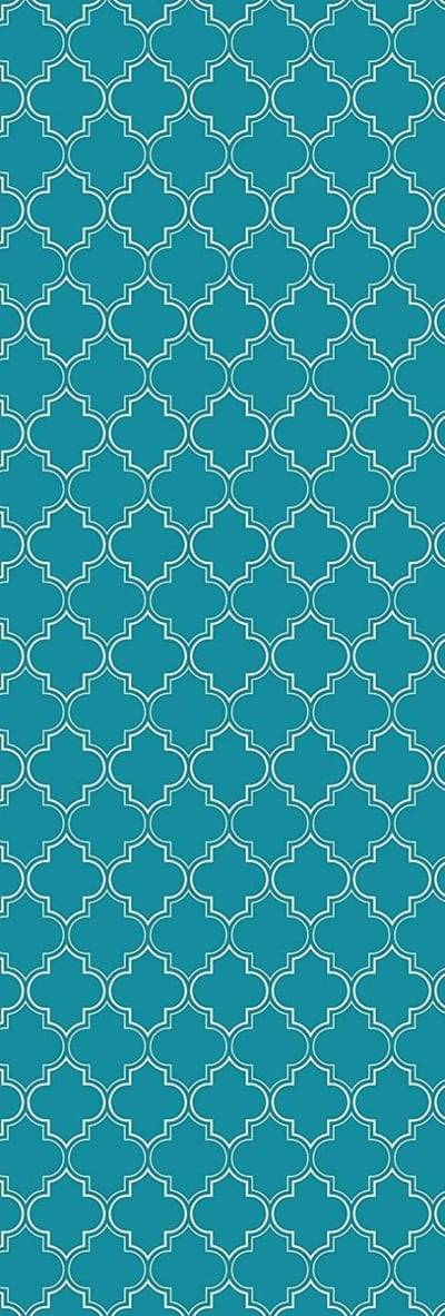 Table in a Bag RUG10T26 Vinyl Rug, 2'x6', Teal and White