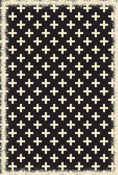Table in a Bag RUG8BLK23 Vinyl Rug, 2'x3', Black and White