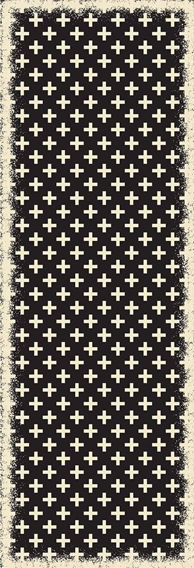Table in a Bag RUG8BLK26 Vinyl Rug, 2'x6', Black and White