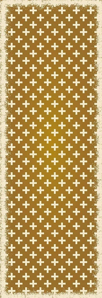 Table in a Bag RUG8BRN26 Vinyl Rug, 2'x6', Brown and White