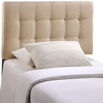 Modway Lily Upholstered Tufted Fabric Twin Headboard Size in Beige