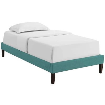 Modway Tessie Twin Fabric Bed Frame with Squared Tapered Legs, Teal