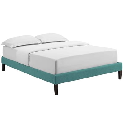 Modway Tessie Queen Fabric Bed Frame with Squared Tapered Legs, Teal
