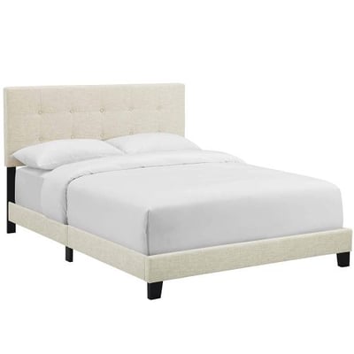 Modway Amira Queen Upholstered Fabric Bed Beige