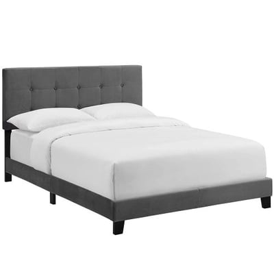 Modway Amira Queen Upholstered Velvet Bed Gray