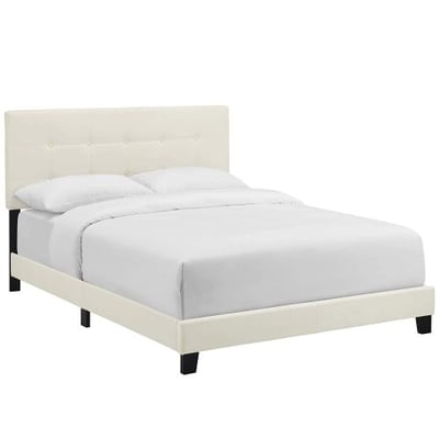 Modway Amira Queen Upholstered Velvet Bed Ivory