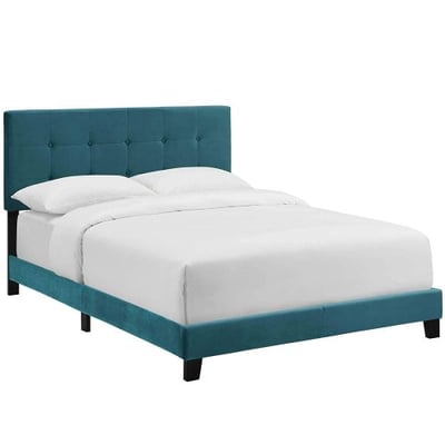 Modway MOD-5867-SEA Amira Queen Upholstered Velvet Bed Sea Blue