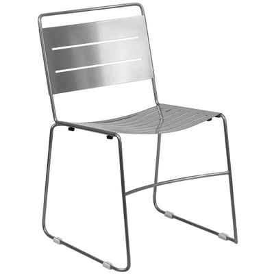 Flash Furniture Hercules Series Silver Indoor-Outdoor Metal Stack Chair