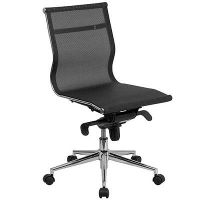 Mid-Back Armless Black Mesh Executive Swivel Office Chair with Synchro-Tilt Mechanism
