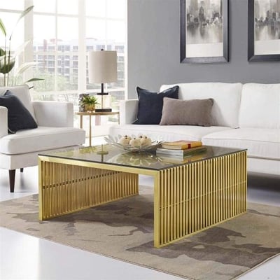Modway EEI-3037-GLD Gridiron Stainless Steel Coffee Table, Gold