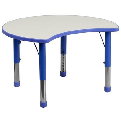 Flash Furniture Adjustable Cutout Circle Plastic Activity Table with Grey Top, 25.125 by 35.5-Inch, Blue