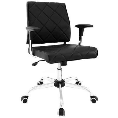 Modway Lattice Modern Faux Leather Mid Back Executive Office Chair In Black
