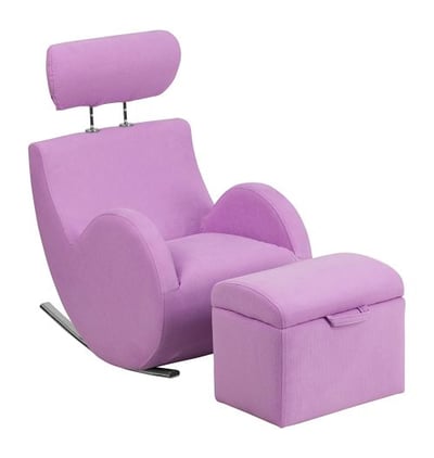 HERCULES Series Lavender Fabric Rocking Chair with Storage Ottoman