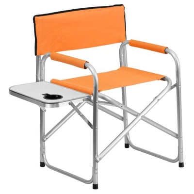 Flash Furniture Aluminum Folding Camping Chair with Table & Drink Holder, Orange